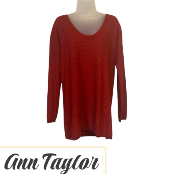 Ann Taylor Sweaters - ANN TAYLOR   BURNT ORANGE  MERINO WOLL BLEND LIGHTWEIGHT SWEATER   LARGE  #A